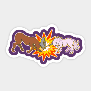 Moose vs. Unicorn Sticker